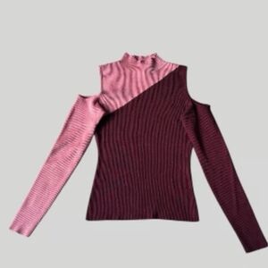 Crave Fame Pink and Burgundy Knit Top